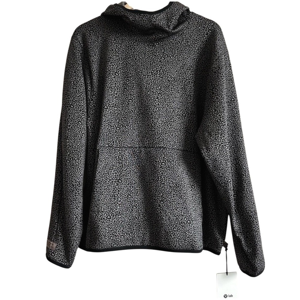 New Lululemon Lab Hoodie Sweatshirt Leopard Mini Jacquard Men Medium Gray Black